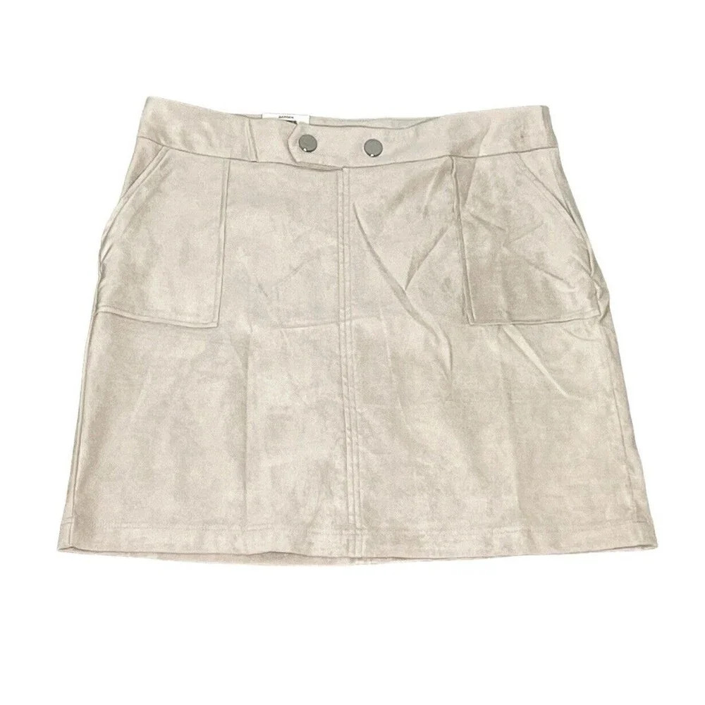 INC Womens Size 0X Faux Suede Pocketed Snap Closure Short A-Line Skirt